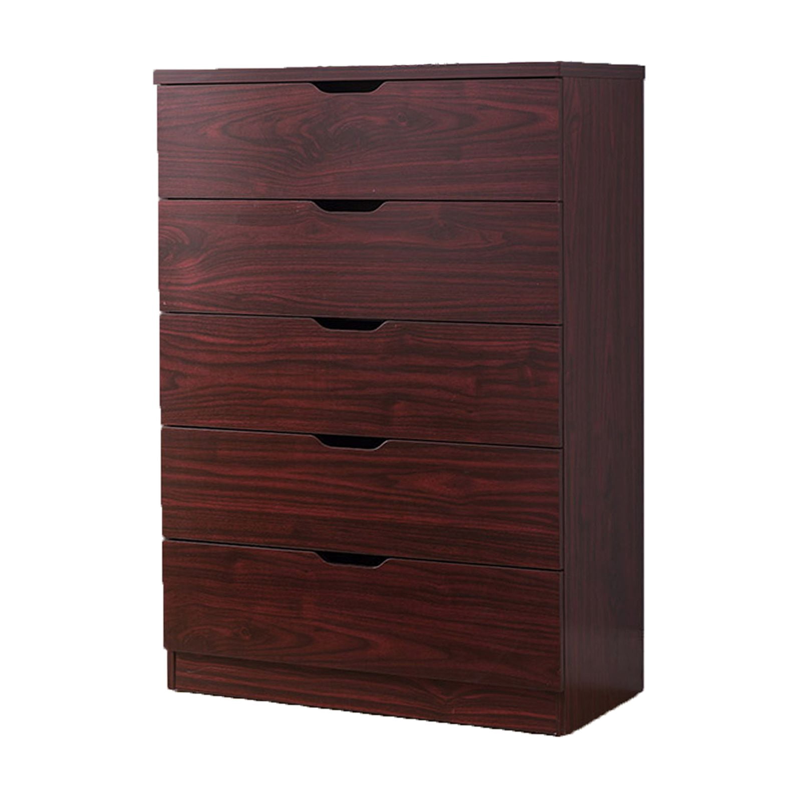 Aukfa 5 Tall Drawer Dresser Wide Chest of Drawers for Bedroom Entryway Living Room,Mahogany