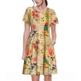 thumbnail image 1 of Bixox Robe d'Été à Manches Courtes pour Femmes Robe Ample Longueur Genou avec Poches-Oiseau Vintage, 1 of 7