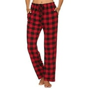 Haite Women's Plaid Pants Casual Buffalo Pajamas Pants with Pockets Loungewear