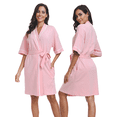 thumbnail image 2 of MAYFISH Women's 100% Cotton Summer Short Robes Lightweight Spa Robe Soft Knit Kimono Bathrobes with Pockets (Pink,M), 2 of 6