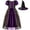 Dark Purple, variant on Witch Roleplay, Witch Cos, Witch Cosplay, Witch Costume, Purple Gold Witch Dress Costume With Pointed Hat Medieval Gothic Gown Halloween Cosplay Outfit for Holiday Celebration, Purple 120
