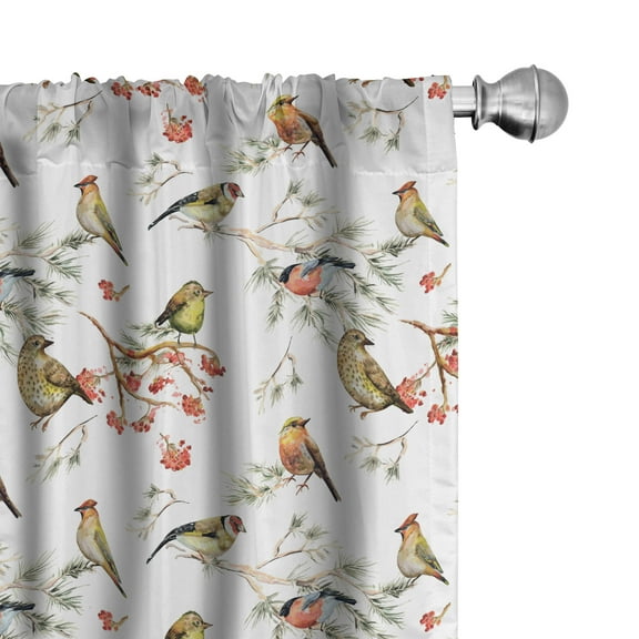 Ambesonne Animal Curtains, Colorful Forest Birds, Pair of 28"x84", Multicolor