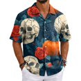 thumbnail image 2 of Halloween Shirts for Men Ghost Pumpkin Print Collared Vintage T Shirt Spider Graphic Short Sleeve Scary Horror Tees 5XL, 2 of 6