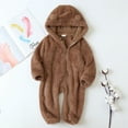 thumbnail image 3 of GYRATEDREAM Baby Toddler Boys Girls Fleece Hooded Romper Kids Winter Outwear Jumpsuit Snowsuit Bear Ear Outfits for 6M Brown, 3 of 8