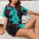 thumbnail image 4 of Balery Rex Dinosaur With Sunglasses Conjunto de Pijama para Mujer con Estampado, Dos Piezas de Manga Corta y Shorts, Ropa de Dormir Suave con Cuello Redondo y Bolsillos-Small, 4 of 6
