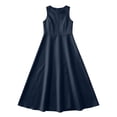thumbnail image 4 of Virmaxy 3-13 Years Solid Color Satin Sleeveless Floor Length Formal Dress High Waist A Line Gown for Piano Recital Choir Wedding Party, 4 of 7
