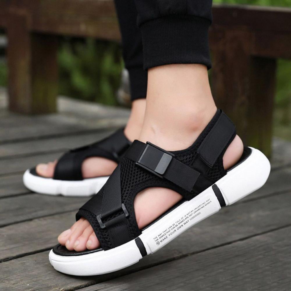 mens Trendy casual slippers strappy thong sandals shoes antiskid leather mules
