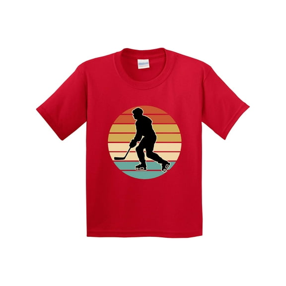 Inktastic Hockey Player Retro Sunset Youth T-Shirt