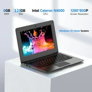 TOPOSH Mini Laptop 10.1 , 8GB RAM, 128GB SSD, Intel Celeron N4000 Duad Core, Windows 10, netbook small Laptop multilingual 180 ° open, Black Laptop