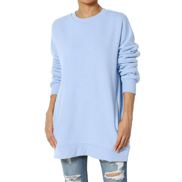 TheMogan Women's PLUS Oversized Crew Neck Long Sleeve Pocket Fleece Sweatshirts
