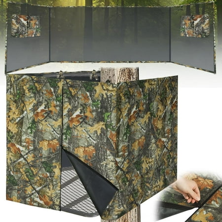 Hunting Tree Stand Blind Ladder Stand Blind Kit for 2 Man Camo Treestand Blinds Cover with Zipper Storage Pocket Tree Stand Blind Accessories for Hunting Deer 102×36 Inch Choose See Through or Not