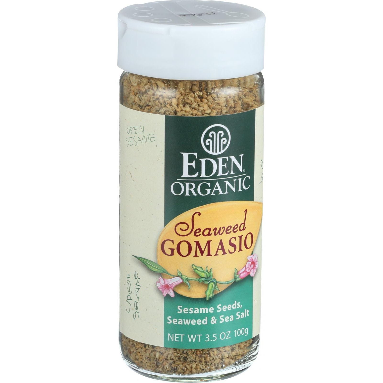 Eden Seaweed Gomasio, Sesame Salt, Organic Sesame Seeds, Sea Salt, Dulse,  Nori, and Kombu, Macrobiotic, Furikake, Seasoning, 3.5 oz glass jar (2-Pack)