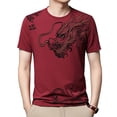 thumbnail image 2 of sunsanly Men Summer Fitness T-shirt Dragon Print Seamless O Neck Short Sleeves Loose Thin Stretchy Soft Breathable Quick-drying Pullover Casual Gym Sport Top, 2 of 8