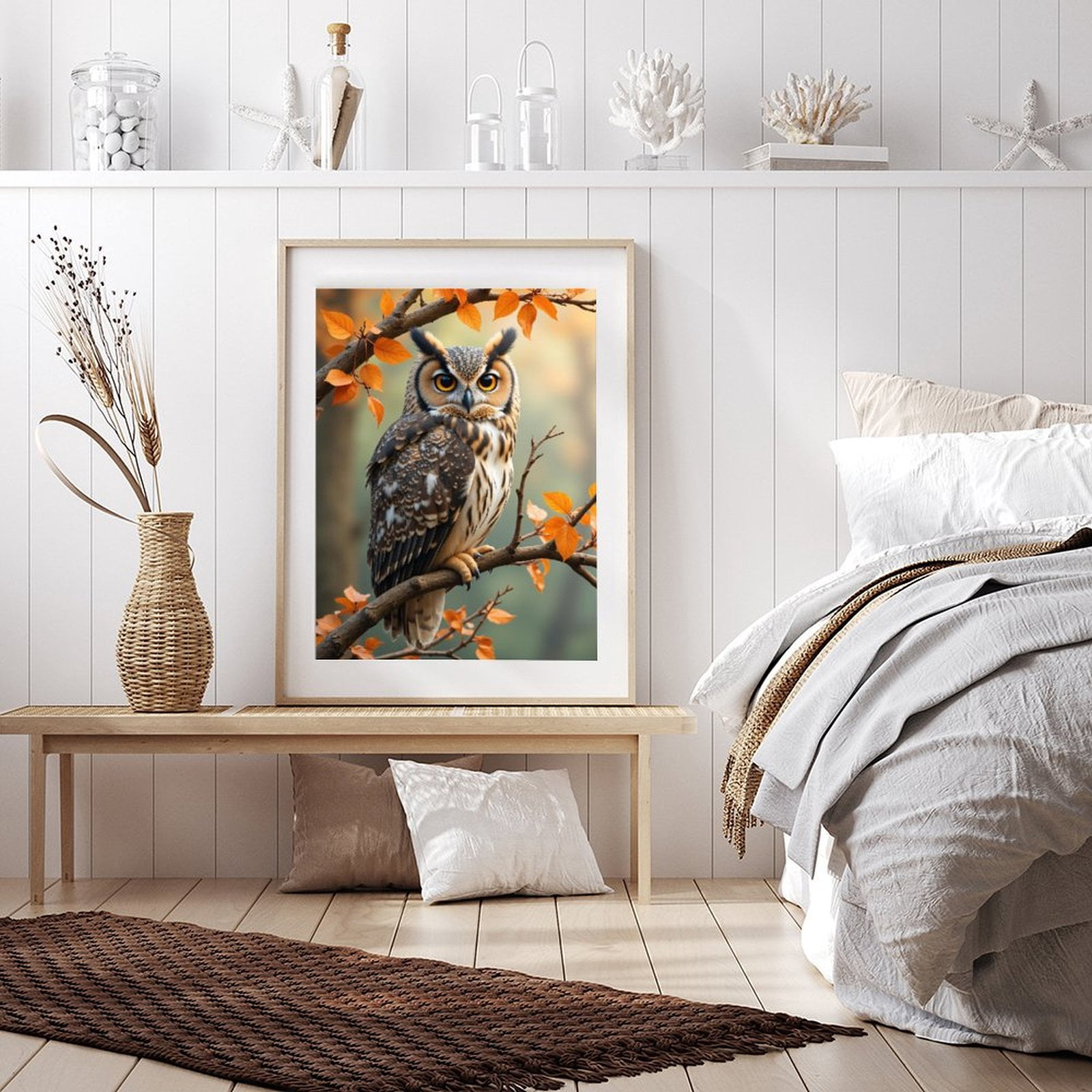 Diamond Art Kits for Adults - 5d Autumn Owl On Branch Diamond Painting for Adults, Diamond Art for Adults Beginners, Diamond Painting Kits for Adults for Home Wall Decor