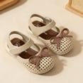 thumbnail image 6 of Viluyesy Girls Mary Jane Shoes Hook Loop Breathable Hollow Out Bow Closed Toe Soft Sole Princess Dress Shoes Khaki Size 12.5 Little Kids, 6 of 7
