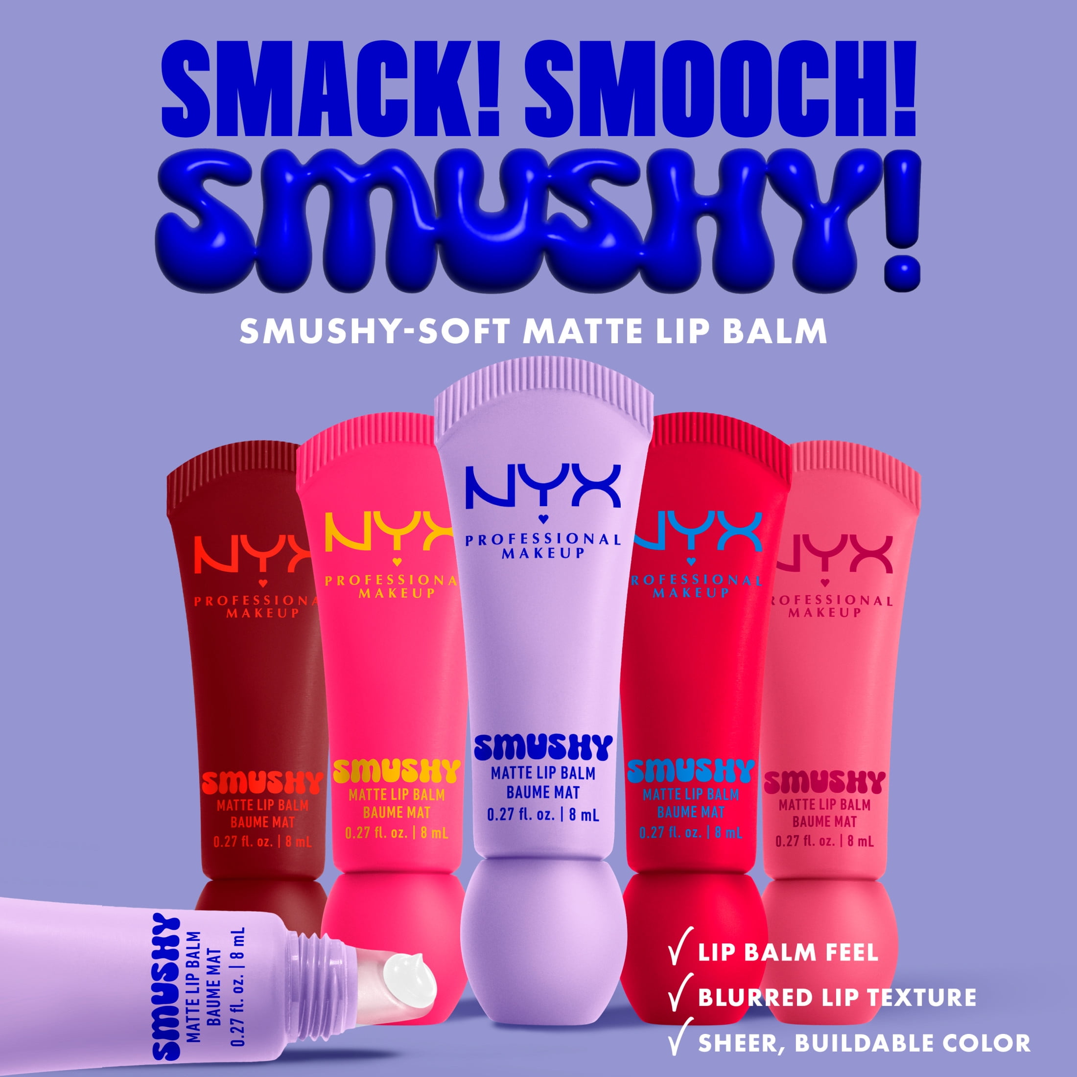 NYX Professional Makeup Smushy Matte Lip Balm, Sassy Stuff, Candy Apple Red, 0.27 fl oz