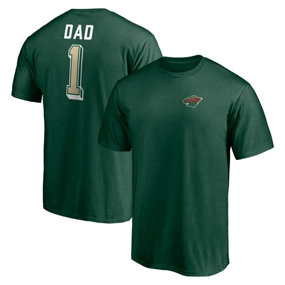 Men's Green Minnesota Wild Number One Dad Logo T-Shirt