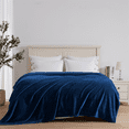 thumbnail image 3 of COKEEY Bedding Fleece Blanket King Size Navy Blue 300GSM Luxury Fuzzy Soft Anti-Static Microfiber Bed Blanket (104x90 Inch), 3 of 8