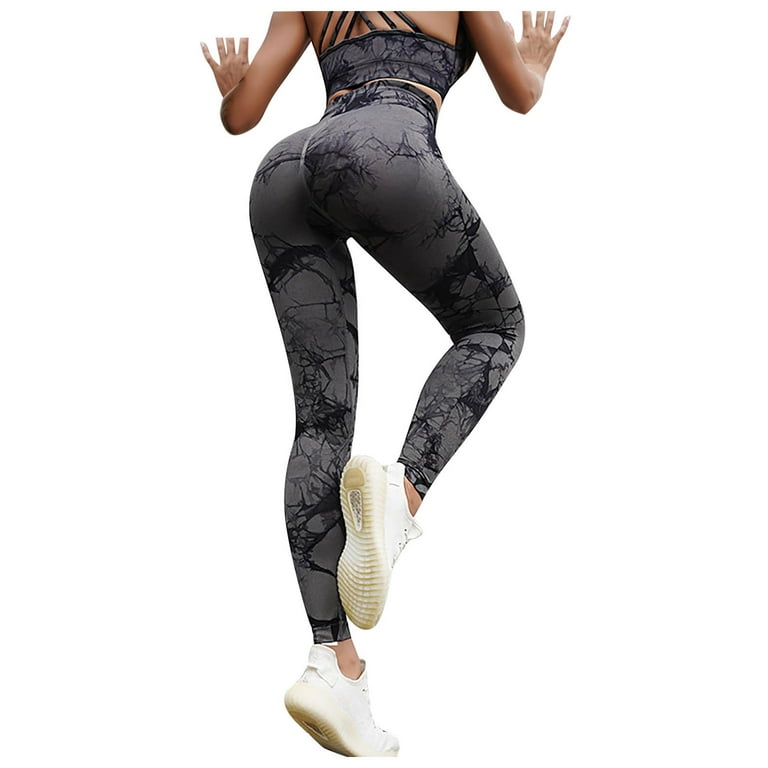EHQJNJ High Waisted Leggings Lifting Tie Dyed Seamless Yoga Pants Workout  Running Trousers Stretch Breathable Sweatpants 