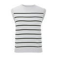 thumbnail image 4 of Womens Ribbed Knit Summer 2024 Sweater Vest Cap Sleeve Crew Neck Striped Fashion Casual Sleeveless Crop Tops, 4 of 5