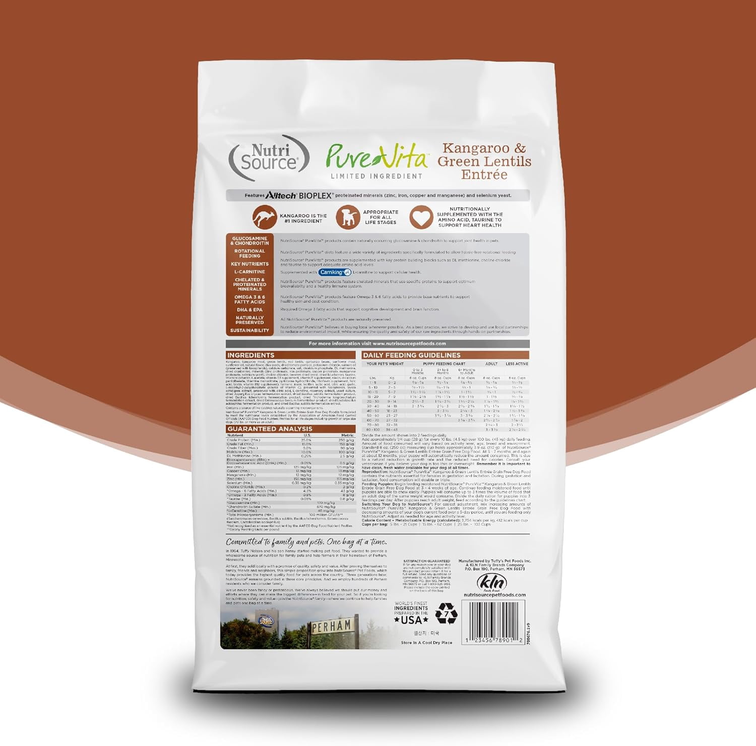 NutriSource PureVita Grain Free All Life Stages Kangaroo & Green Lentils Entree Dog Food 12 lb