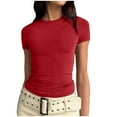 thumbnail image 2 of Liquidation d'Économies! BEFOKA T-Shirt pour Femmes Grande Taille, Hauts Blouse d'Été Décontractés pour Femmes, T-Shirt à Manches Courtes Uni à Col Rond Décontracté pour Femmes, 2 of 5