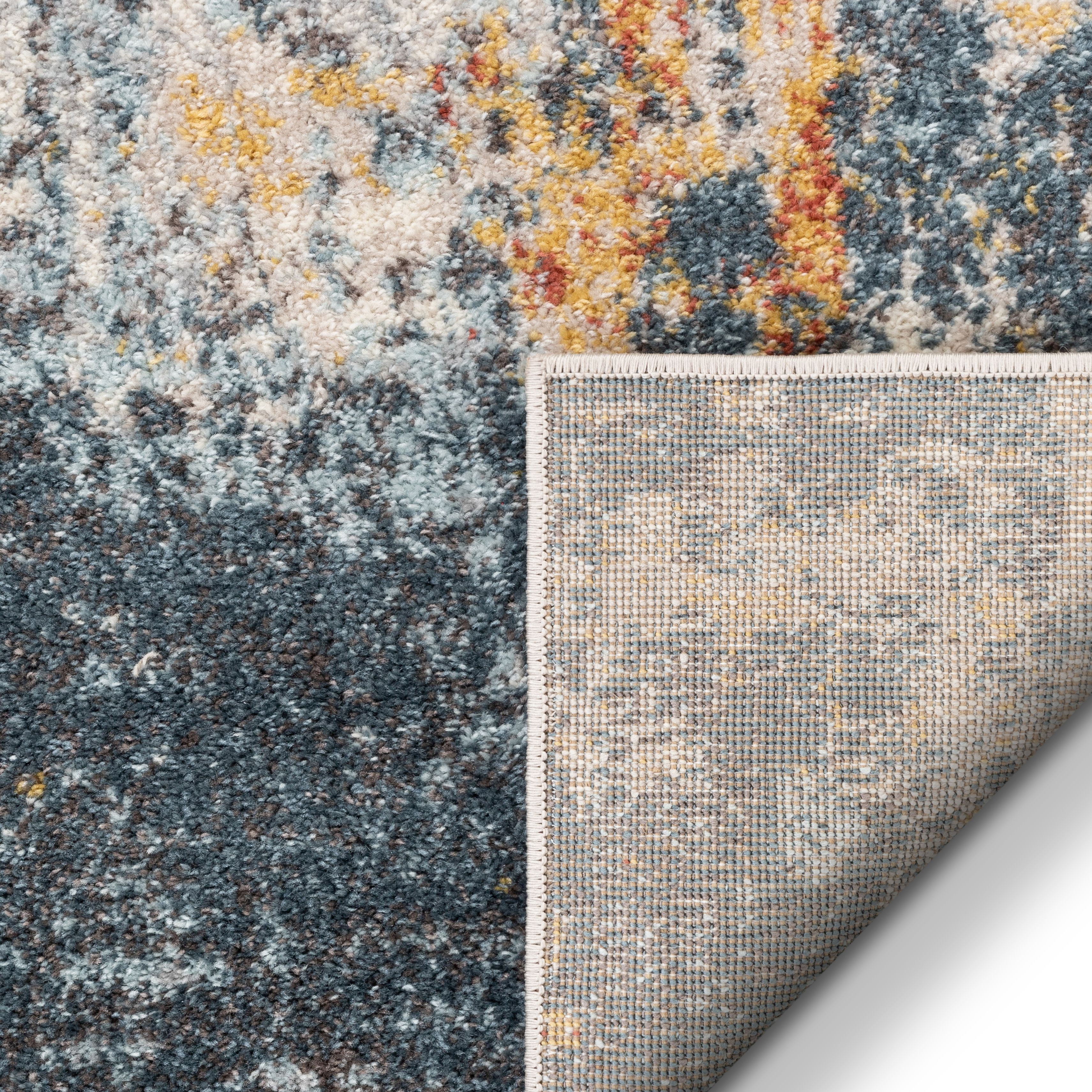 Sydney Nadine Blue Modern Abstract Distressed 5'3" x 7'3" Area Rug