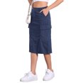 thumbnail image 4 of INSPIRE CHIC Women's Skirt High Waist Elastic Back Corduroy Midi Skirts S Navy Blue, 4 of 6