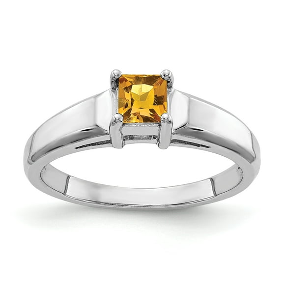Primal Gold 14 Karat White Gold 4mm Princess Cut Citrine Ring