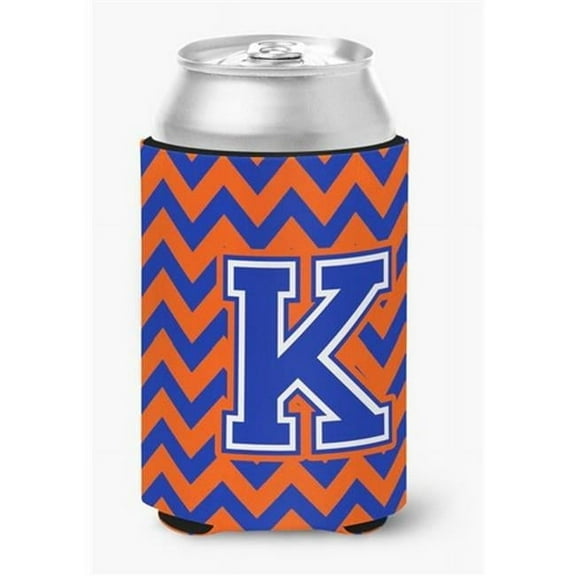 Letter K Chevron Orange & Blue Can or Bottle Hugger, 0.25 x 4 x 5.5 in.