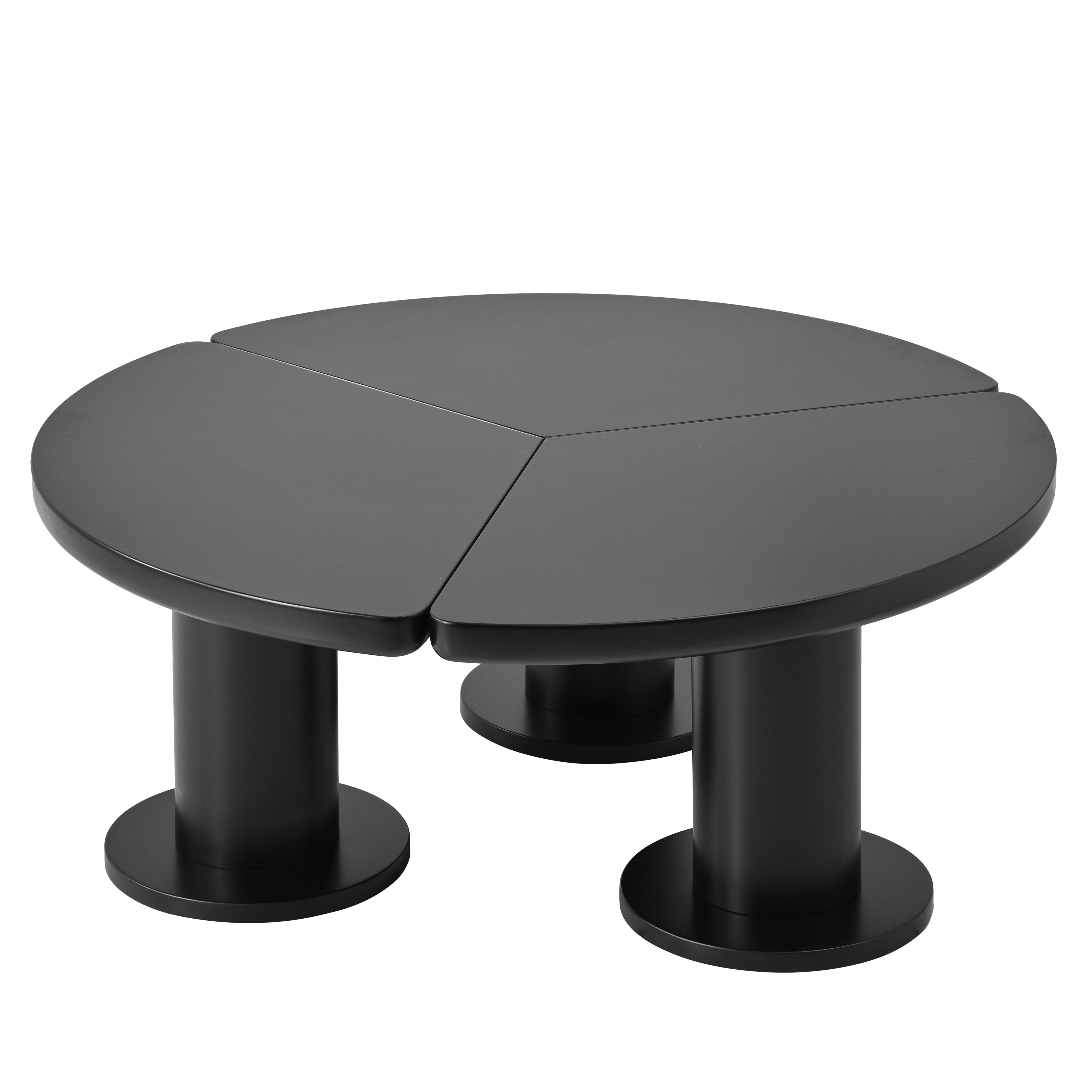 MAYEERTY Φ39.4'' Easy Assembly Round Petal-Shaped Coffee Table, Cream Style Center Table with 3 Thick Legs, Minimalist Irregular End Table with Sleek Round Edges for Living Room, Black