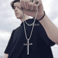 thumbnail image 4 of De Cruz Hombre Y Pulsera  Acero Inoxidable negro plata, 4 of 5