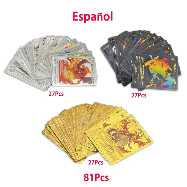 Colorful Card Cards Charizard Pikachu Arceus Silver Rainbow English French German Spanish VMAX VSTAR Cards Toys