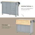 thumbnail image 6 of EUROCO 52.7" Kitchen islands with Storage on Wheels,Solid Wood Kitchen islands with Drop Leaf Breakfast Bar,2 Doors,3 Drawers, Spice Rack and Towel Rack,Grey Blue, 6 of 8