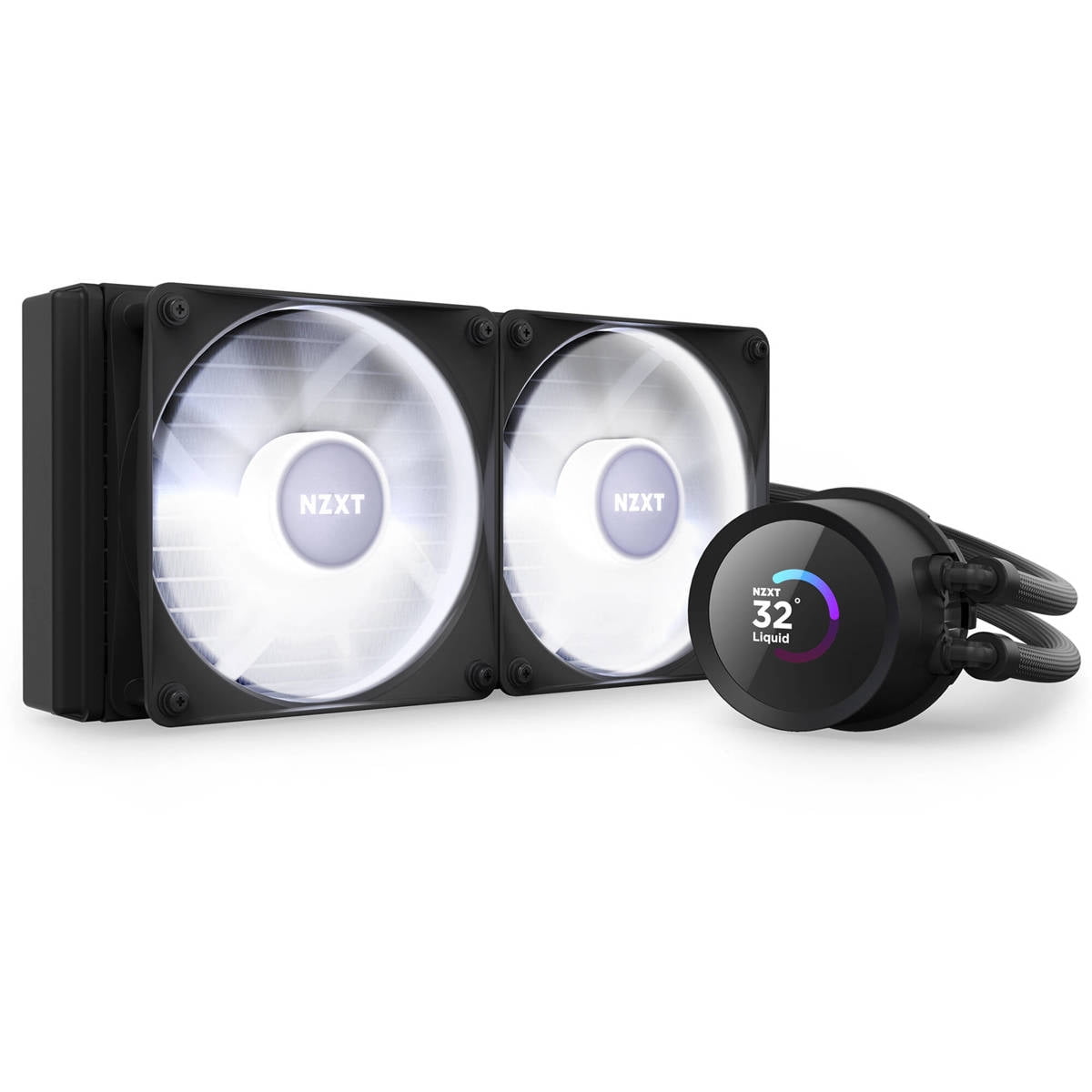NZXT Kraken RGB 240mm - RL-KR240-B1 - AIO RGB CPU Liquid Cooler - LCD Display - 2 x F120RGB Core Fans Radiator Fans Black LGA 1700 / AM5 Compatible