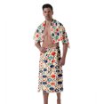 thumbnail image 2 of Colevkie Men's 2 Pcs Bath Skirt & Bath Towel Set Soft Adjustable Bath Wrap Set Quick Drying Beach Bathroom Spa Hotel Towel Printed Retro Pattern, 2 of 7