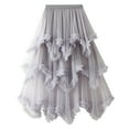 thumbnail image 2 of SWSMCLT Women's Tutu Skirt Pleated Ruffle Tulle Skirt Long Mesh Halloween Fall Skirt Grey One Size, 2 of 5