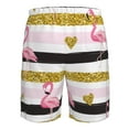 thumbnail image 6 of Kll Gold Glittering Hearts And Flamingos Men'S Casual Summer Beach Shorts Hawaiian Shorts With Pockets-Xx-Large, 6 of 9