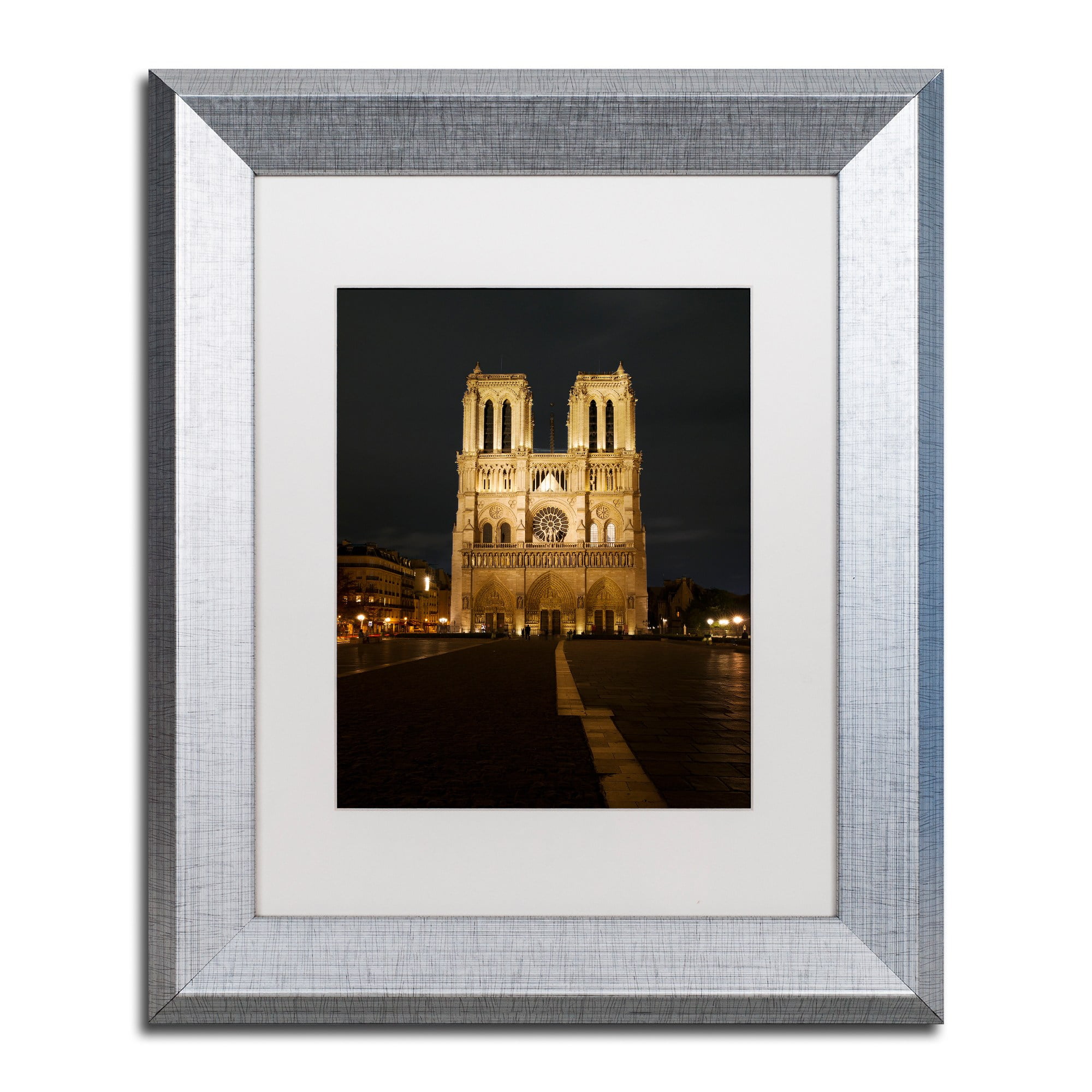 Trademark Fine Art "Notre-Dame de Paris" Canvas Art by Michael Blanchette Photography White Matte, Silver Frame