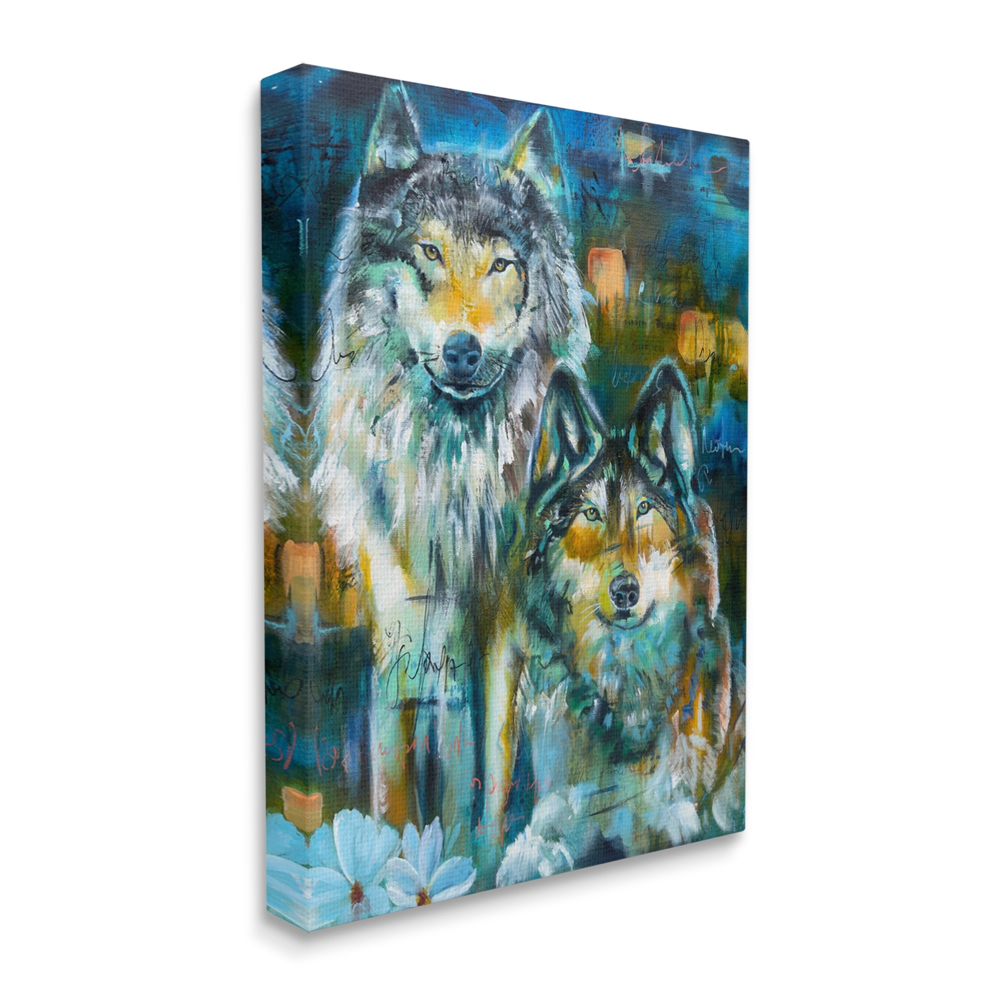 Stupell Industries Abstract Wolf Pair Animals & Insects Painting Gallery Wrapped Canvas Art Print Wall Art, 36 x 48