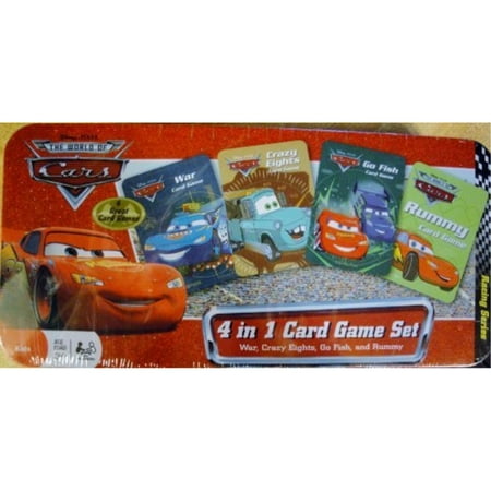 Disney Pixar THE WORLD OF CARS 3 Card Games Tin Box Set- WAR, CRAZY EIGHTS and Go (Best Way To Go To Disney World)