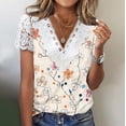 thumbnail image 1 of TaTaai Gift Idea Women’s Fashion Top， Elegant V Neck Printed Blouse， Short Sleeve Pullover for Birthday Present， Mother‘s Day & Special Occasion Gifting Gift, 1 of 5