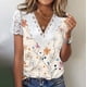 thumbnail image 4 of V Cuello Manga Corta Tops para las Mujeres Plegar Impreso Botón Delantero Casual Blusa Verano, Tops de Verano de las Mujeres V Cuello, 4 of 5