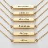 Personalized Gold Plated Horizontal 4-Sided Engraved Family Name Necklace-