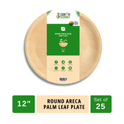 Earth Cleanse Areca Palm Leaf Round Plates 12-Inch ,Pack of 25