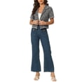 thumbnail image 2 of INSPIRE CHIC Women's Tweed Shirt with Tassel Cropped Length Spring Short Sleeve Shirt XS Black, 2 of 6