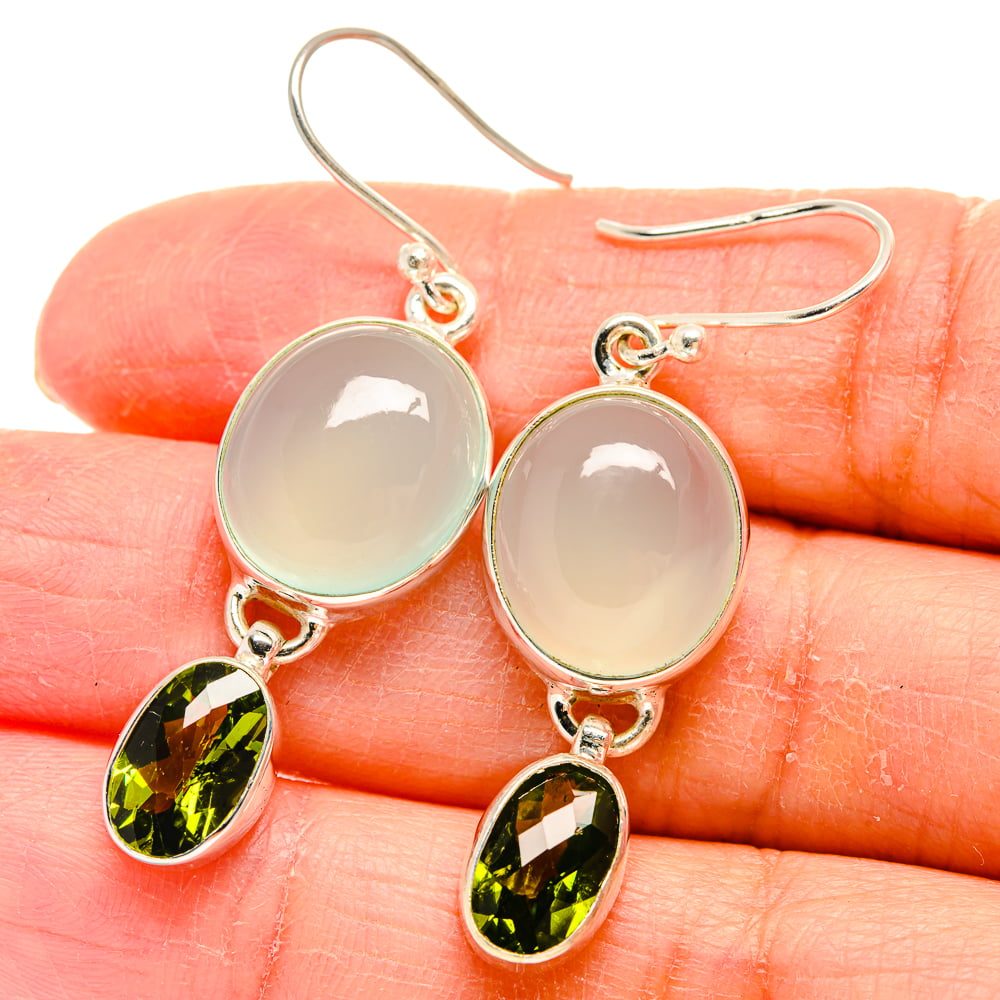 Fancy Yellow Chalcedony Sterling Silver Overlay 25 Grams Earring 3 Long Gift Jewelry