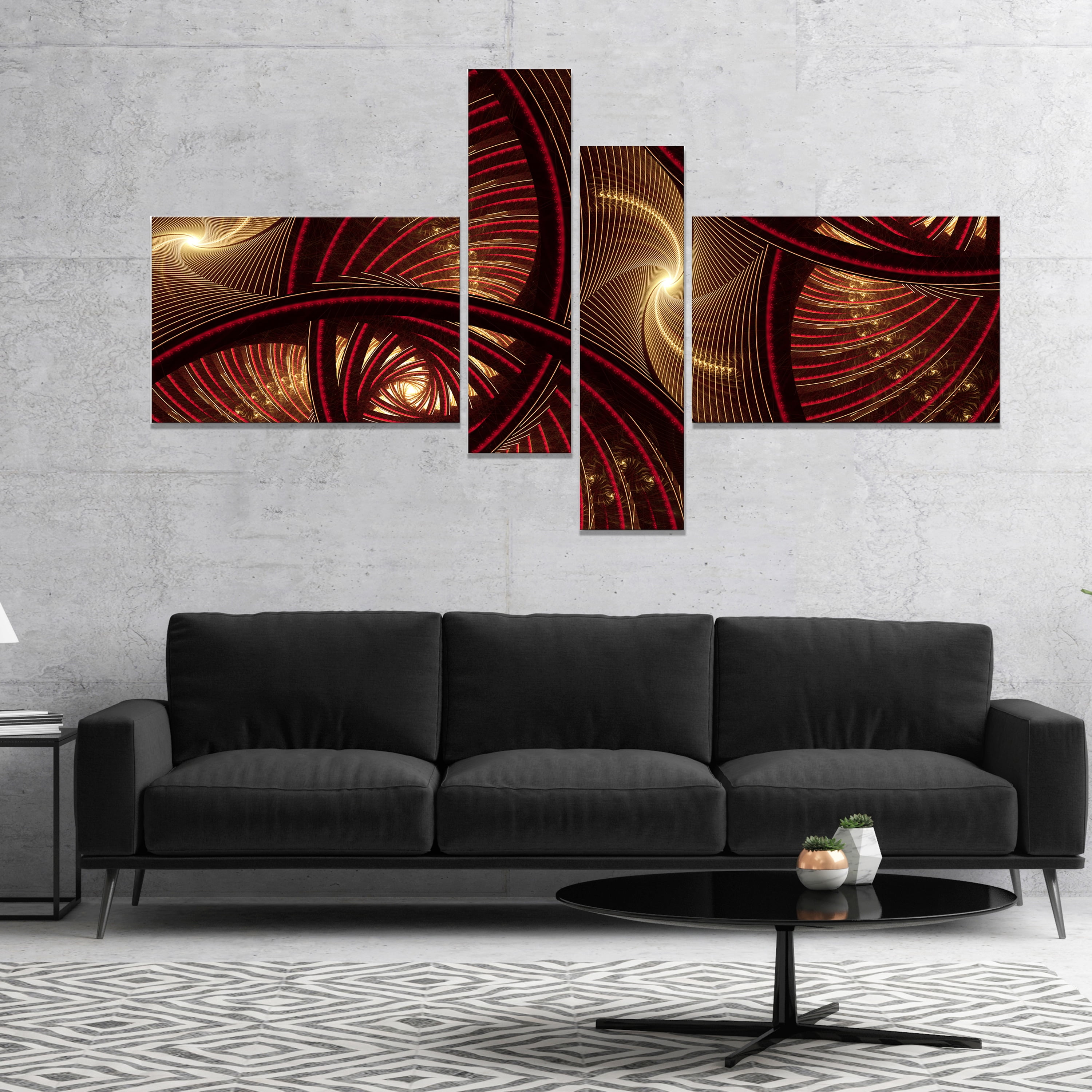 Designart 'Brown Symmetrical Fractal Pattern ' Floral Canvas Art Print