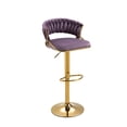 thumbnail image 4 of Lumibee Set of 2 Modern Velvet Adjustable Bar Stools with Backs Set of 2 - Purple, 4 of 5