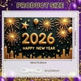 thumbnail image 2 of Gold Theme 2026 Banner Fireworks Design Happy New Year Banner Star Pattern Balloon New Year Banner for New Year Party New Year Eve Celebration Holiday Decoration, 2 of 9